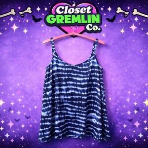 Navy Tie-Dye Tank Top with Shimmers